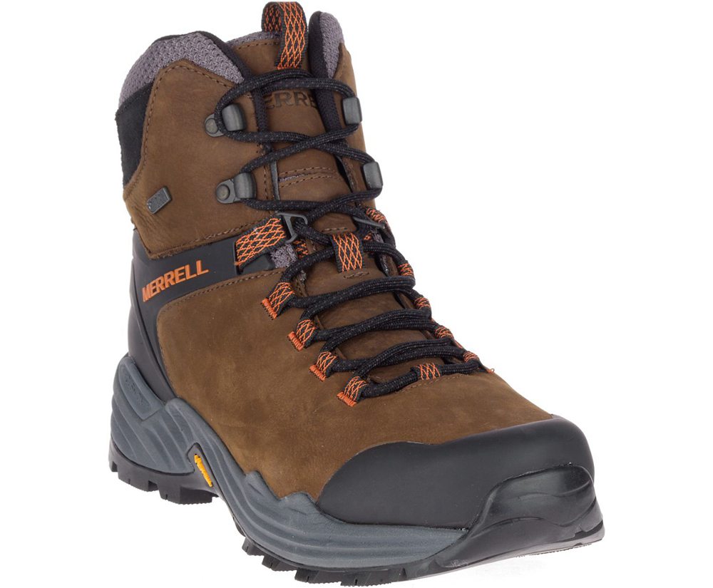 Kozaki Merrell Męskie Brązowe - Phaserbound 2 Tall Waterproof - 048619-OBL